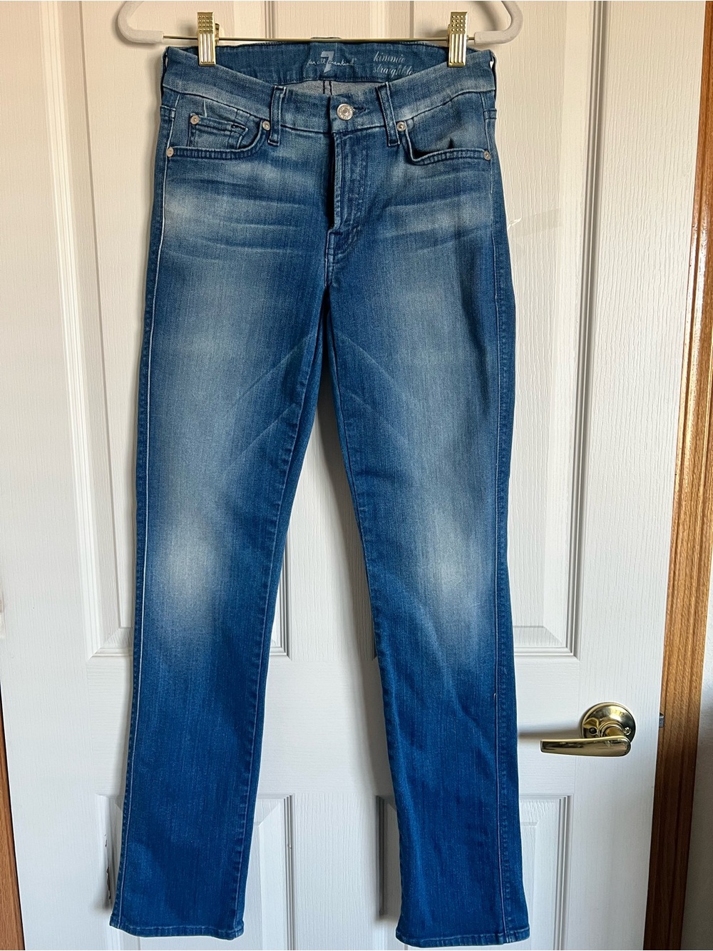 7 For All Mankind faded blue Kimmie  slim straight jeans
